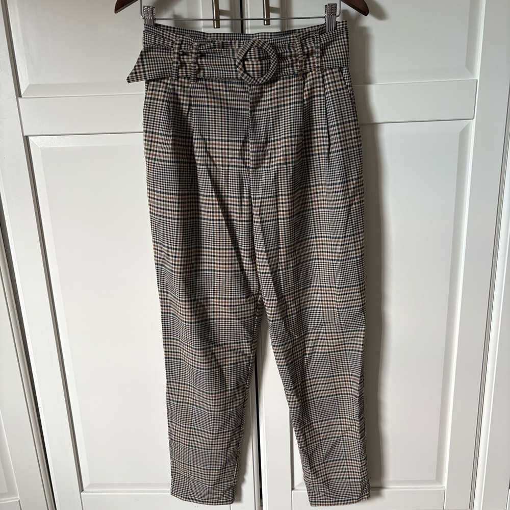 ZARA Plaid Pants with Belt